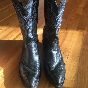 Black ostrich skin boots 12D